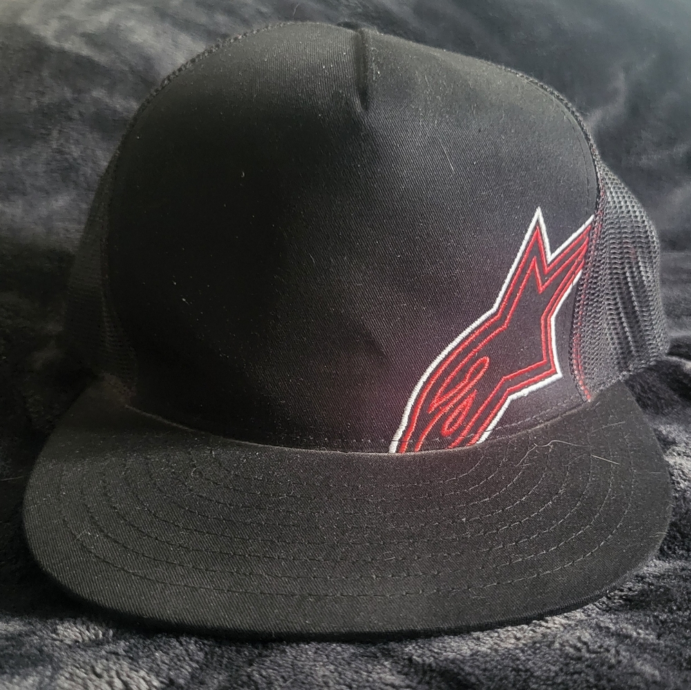 Black and Red Star Logo Cap